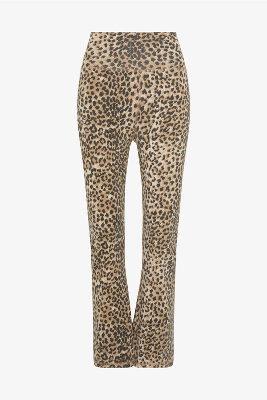 Photo of a model wearing the Crop Leggings in Brown Leopard