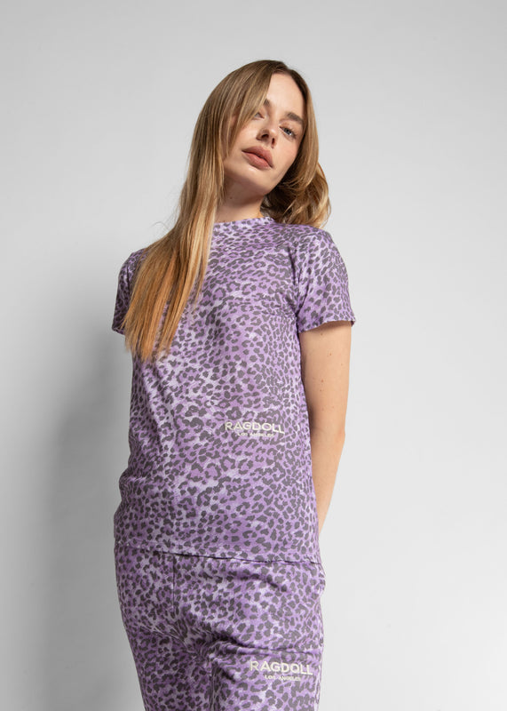 EASY VINTAGE TEE -LEOPARD VIOLET