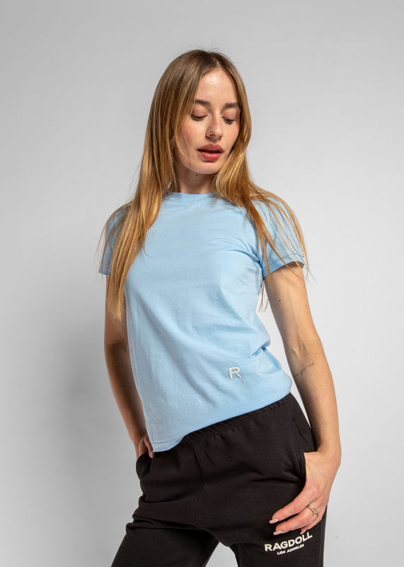 VINTAGE TEE WITH R EMBROIDERY - UNI BLEU